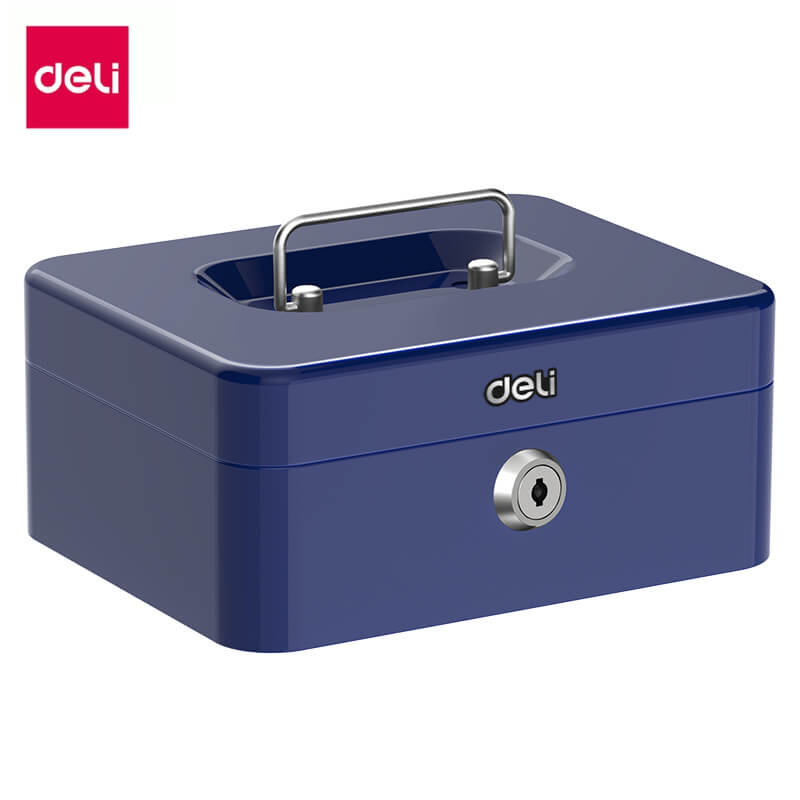 กล่องเหล็กเก็บเงิน DELI ET503-BL-01 กุญแจ สีน้ำเงิน